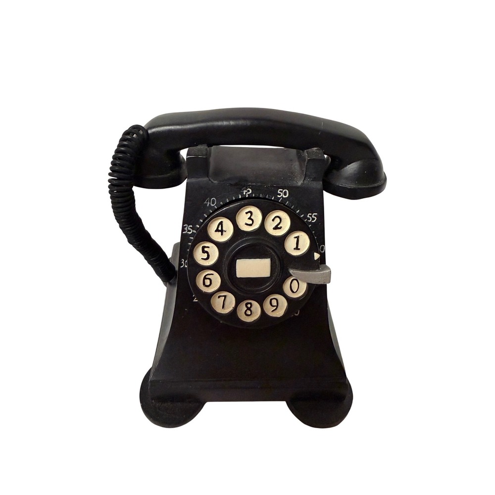 Boston Warehouse Black Rotary Dial Desk Phone Timer With Sound Back Missing